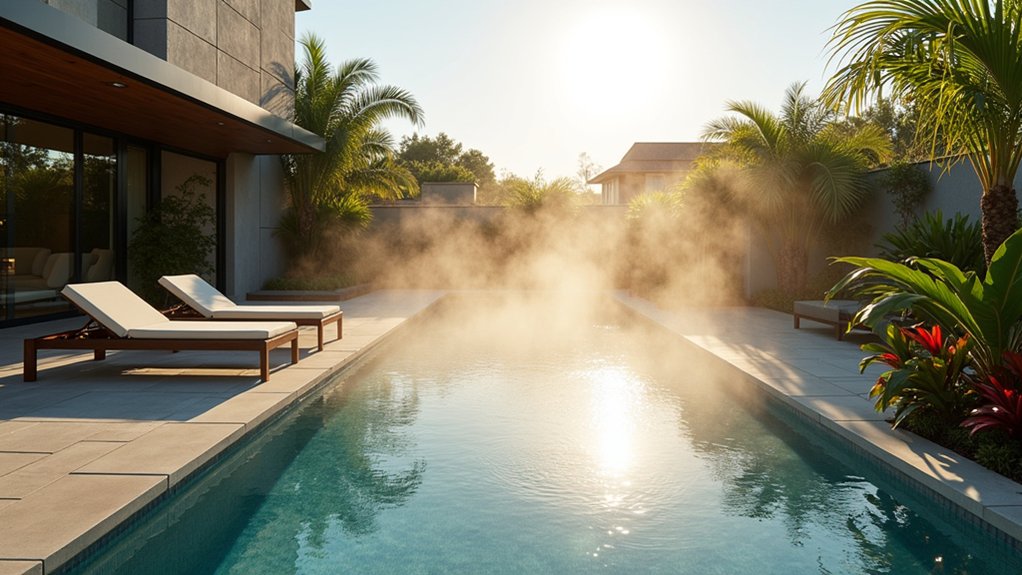 23 Fresh Pool Deck Renovation Ideas That Completely Transform Your Yard misting system enhances comfort