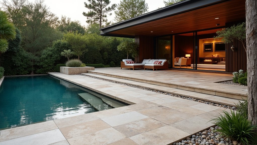 23 Timeless Pool Deck Travertine Ideas for a Luxe Finish mix materials for uniqueness
