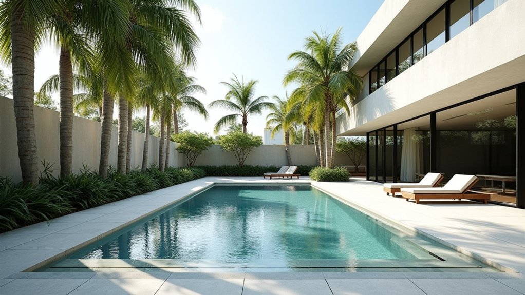 18 Exotic Pool Landscaping With Palm Trees That Scream Vacation Vibes modern elegant tropical sanctuary