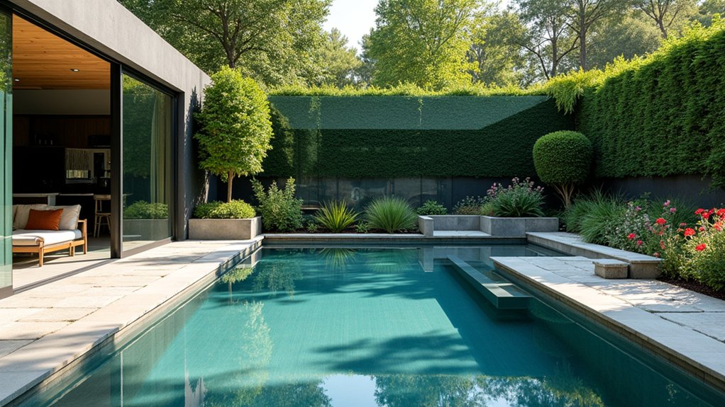 20 Functional Pool Landscaping With Retaining Wall Designs That Add Structure modern glass pool walls