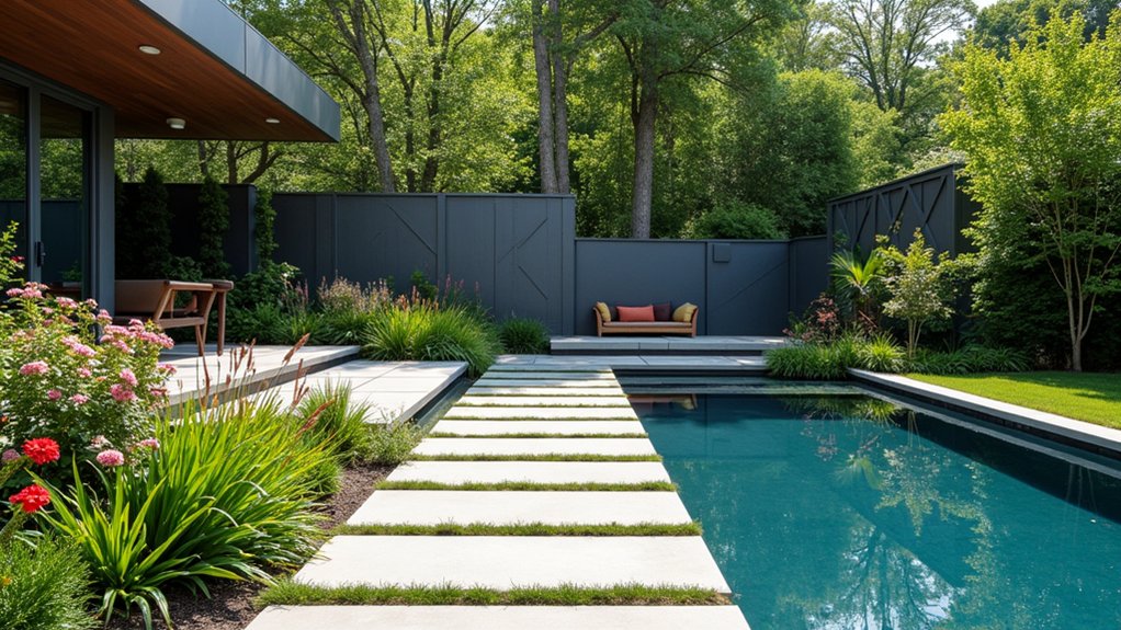 20 Functional Pool Landscaping With Retaining Wall Designs That Add Structure modern metal landscaping solutions