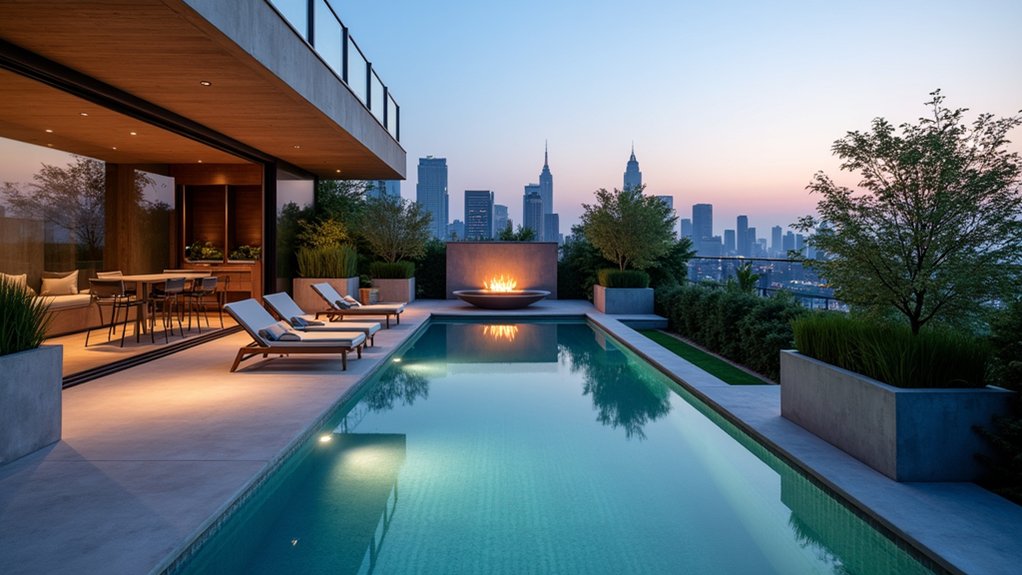 23 Creative Pool Landscaping Inspiration Ideas to Spark Your Vision modern urban pool retreat