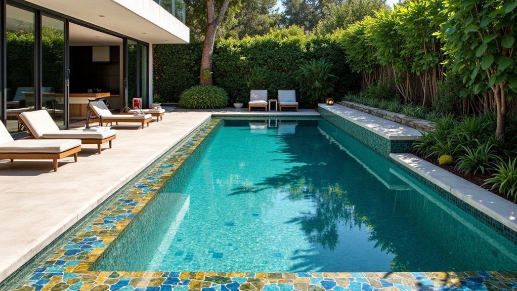 18 Lap Pool Ideas That Combine Fitness With Style mosaic accents for elegance