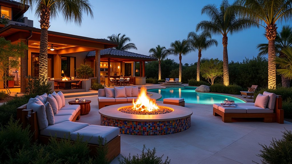 mosaic tile circular fire pit