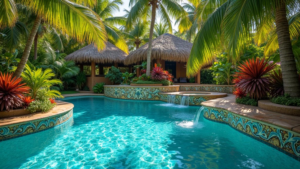 23 Tropical Pool Ideas to Create a Backyard Paradise mosaic tile pool design