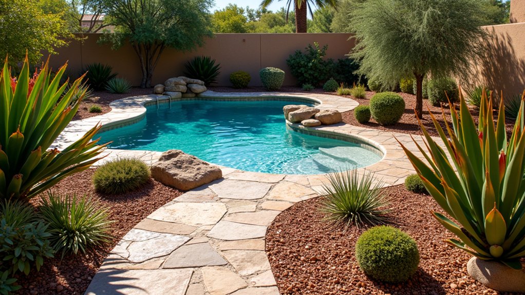15 Drought-Smart Arizona Pool Landscaping Ideas That Still Shine mulch enhances moisture retention