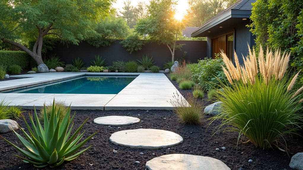 20 Effortless Low Maintenance Pool Landscaping Ideas for Easy Care mulch enhances plant health