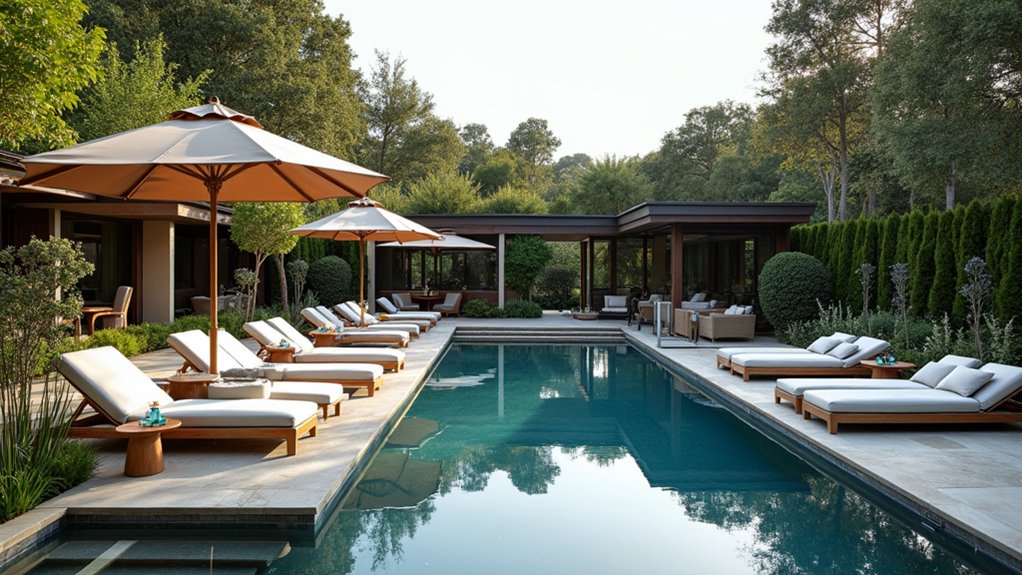 19 Functional Pool Deck Furniture Layout Designs That Maximize Comfort multi level poolside lounging options