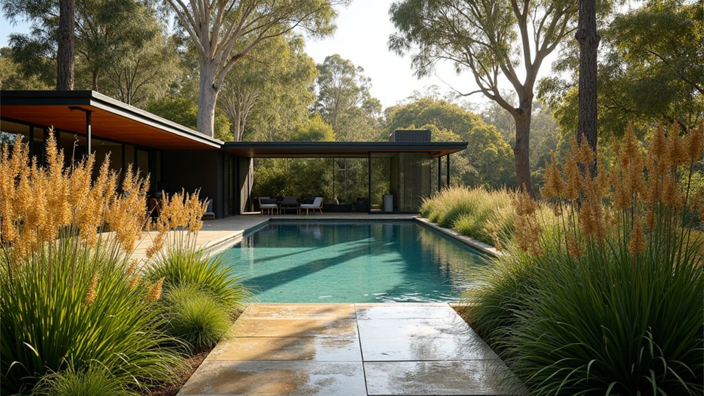 20 Breezy Australian Pool Landscaping Ideas for Laid-Back Vibes native australian pool landscaping