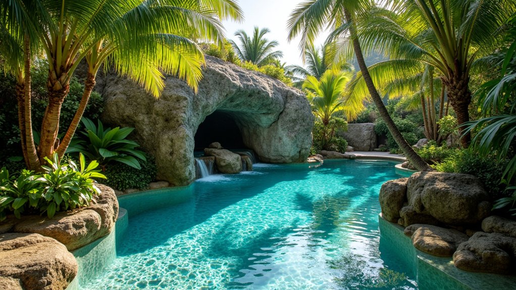 23 Tropical Pool Design Ideas to Escape to Island Vibes natural boulders enhance landscaping