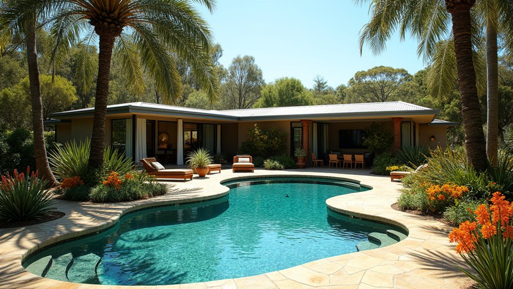 20 Breezy Australian Pool Landscaping Ideas for Laid-Back Vibes natural curves enhance tranquility