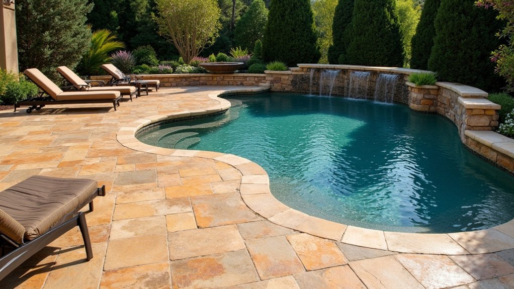 23 Timeless Pool Deck Travertine Ideas for a Luxe Finish natural earthy pool tones