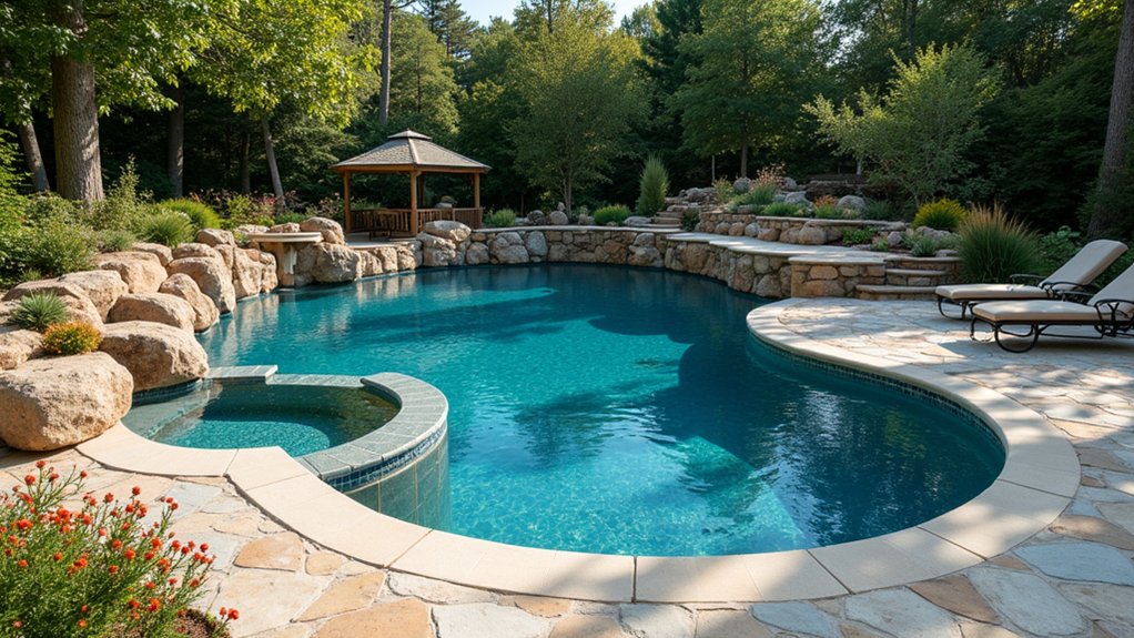 15 Above Ground Pool Design Ideas for Modern Backyards natural oasis with stone accents