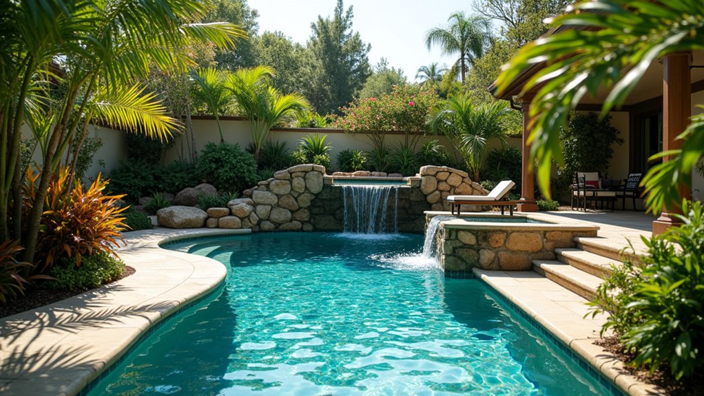20 Pool Ideas With Zero Entry Designs for Effortless Access natural rock waterfall pool