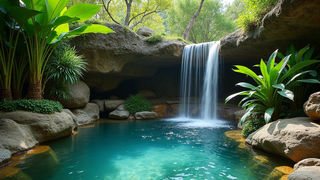 23 Dreamy Pool Ideas With Waterfall Features to Wow Guests natural serene backyard oasis