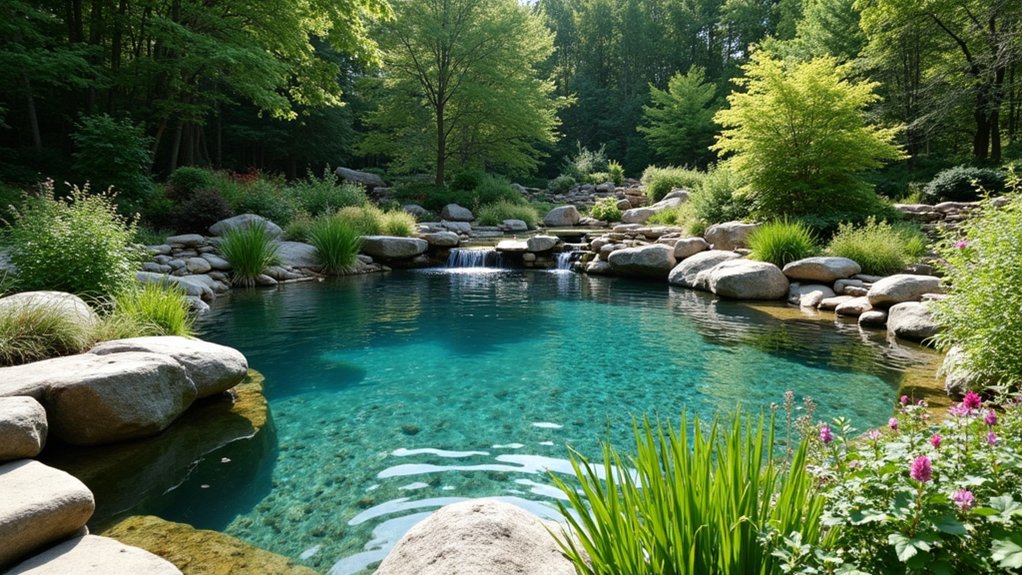 15 Organic Natural Pool Landscaping Ideas That Blend With Nature natural serene pond pool