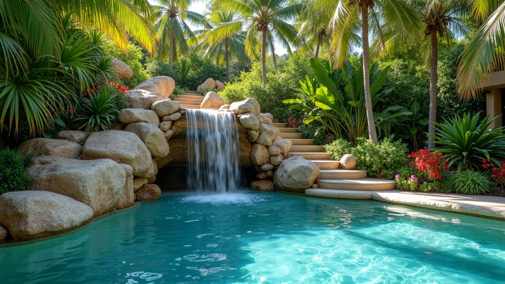23 Tropical Pool Ideas to Create a Backyard Paradise natural serenity with waterfalls