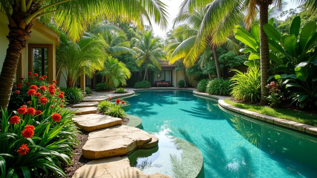 18 Lush Tropical Pool Landscaping Ideas for a Private Paradise natural stone garden pathways