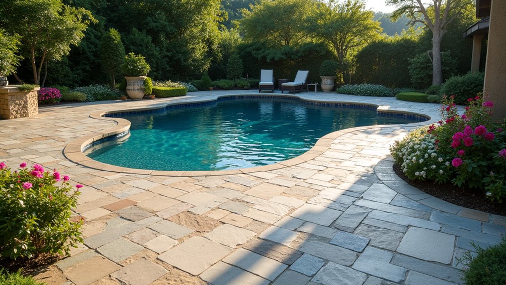 23 Seamless Pool Deck Extension Ideas for a Bigger Backyard Feel natural stone pavers elegance