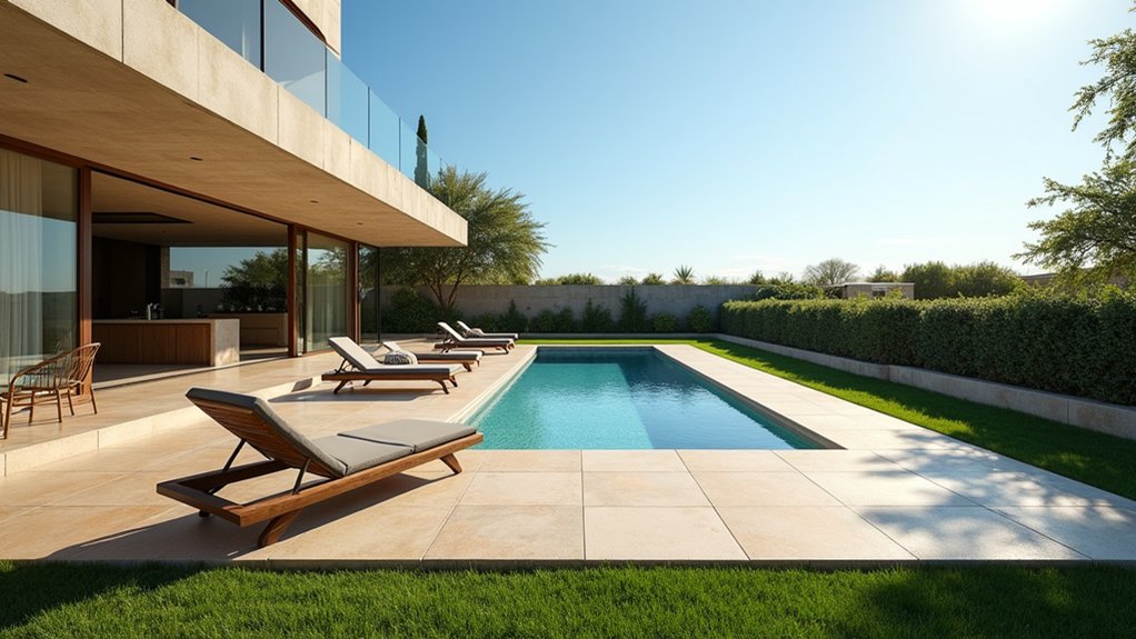 23 Striking Modern Pool Deck Ideas for a Sleek Backyard Finish natural stone pool deck