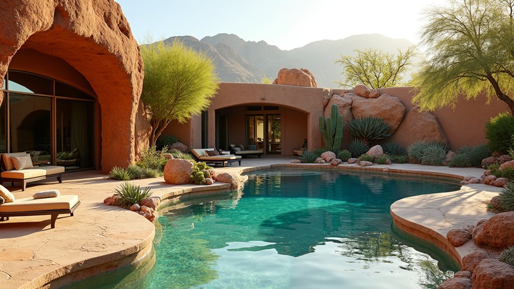 15 Striking Desert Pool Landscaping Ideas That Thrive in the Heat natural stone pool design
