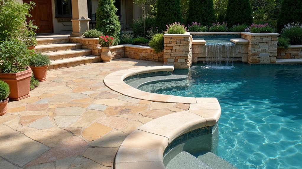 23 Beautiful Pool Deck Ideas Inground Pavers for a Polished Look natural stone pool elegance