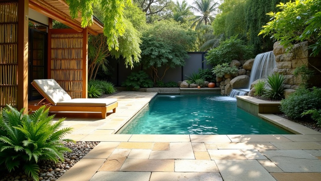 23 Serene Zen Pool Deck Ideas for a Tranquil Outdoor Retreat natural stone pool elegance