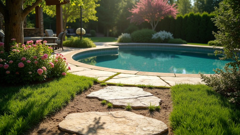 23 Smart Pool Landscaping With Pavers That Upgrade Your Walkways natural stone pool landscaping