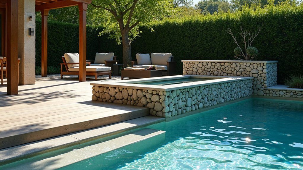 21 Safe and Stylish Pool Deck Railing Ideas to Frame Your View natural stone pool railings