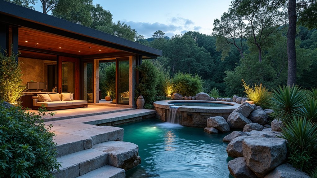 15 Fun Pool Ideas With Jacuzzi Vibes for Ultimate Comfort natural stone relaxation retreat