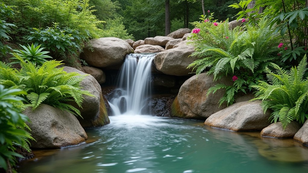 15 Captivating Pool Landscaping Waterfall Ideas That Add Movement and Sound natural tranquil water feature