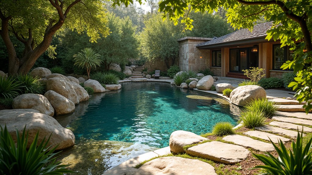 23 Natural Pool Landscaping With Rocks for Earthy, Organic Style nature s graceful stone pathways