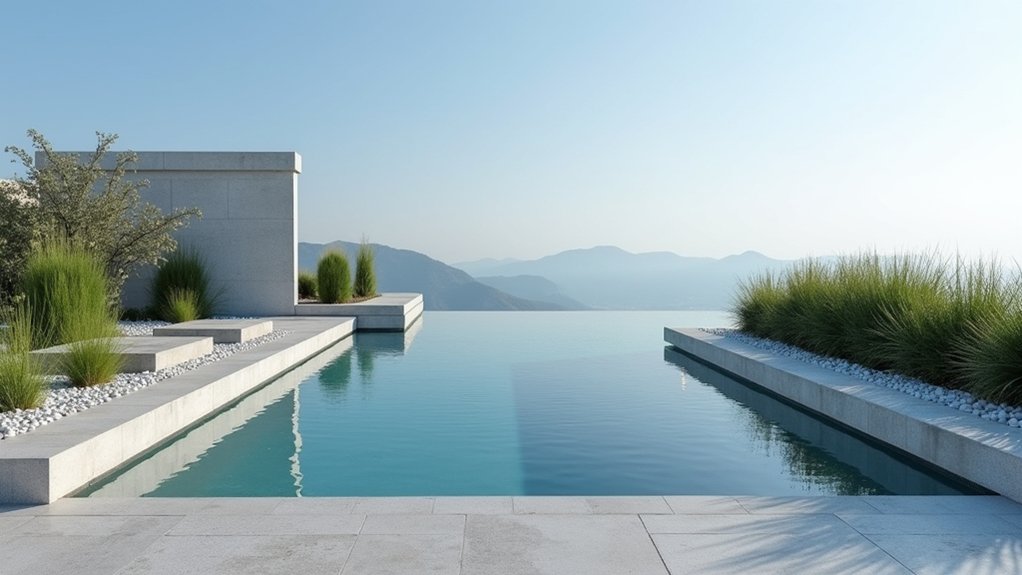 18 Sleek Minimalist Pool Landscaping Ideas That Keep It Simple neutral colors enhance tranquility