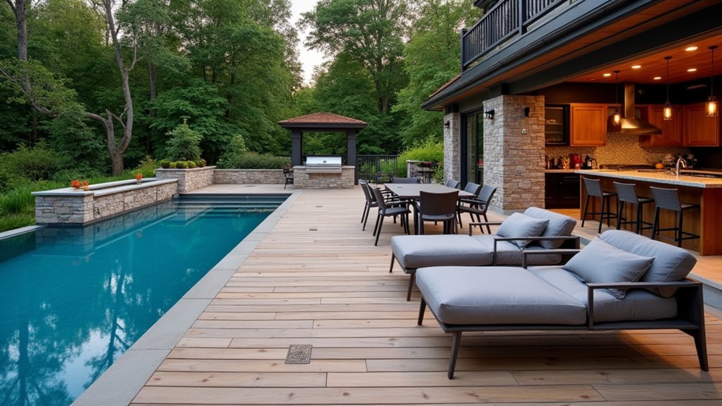 23 Creative Above Ground Pool Deck Small Yard Solutions That Work outdoor culinary poolside experience
