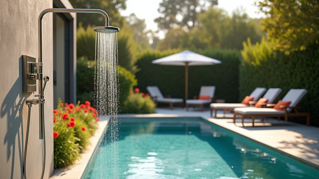 17 Easy Pool Deck Update Ideas That Make a Big Impact outdoor shower spa retreat