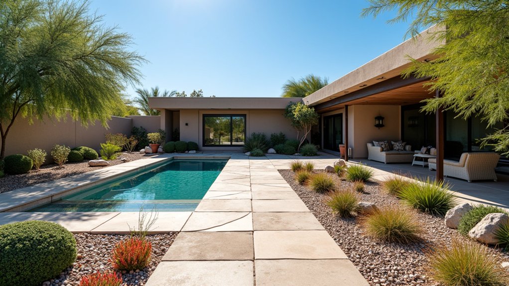 15 Drought-Smart Arizona Pool Landscaping Ideas That Still Shine permeable paving for pools
