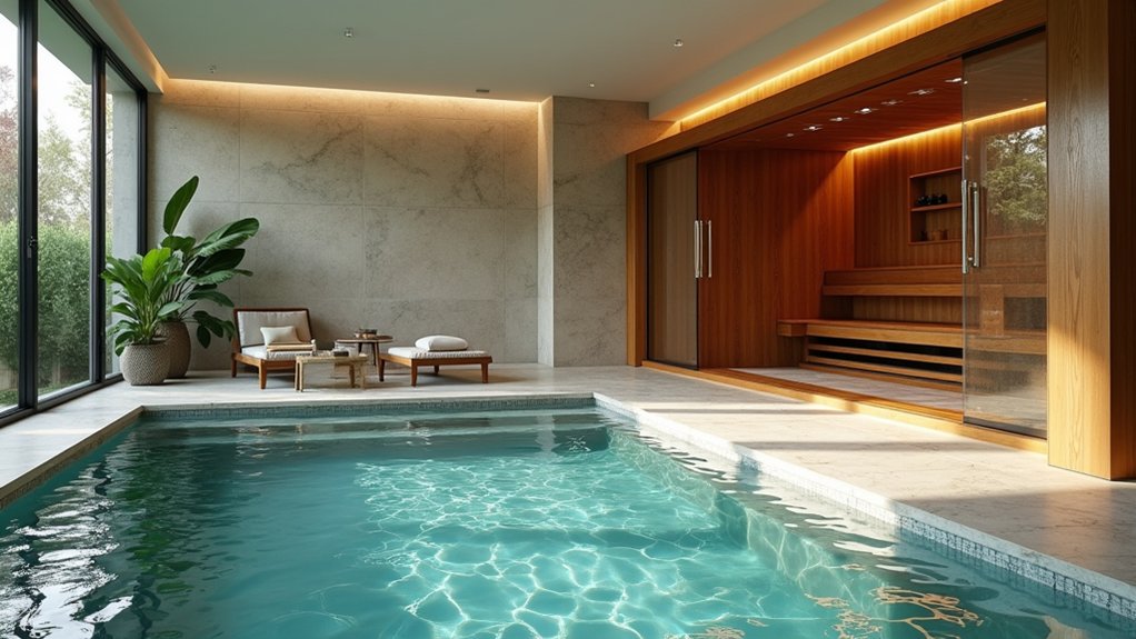 20 Indoor Pool Ideas That Bring the Spa Home poolside sauna luxury retreat