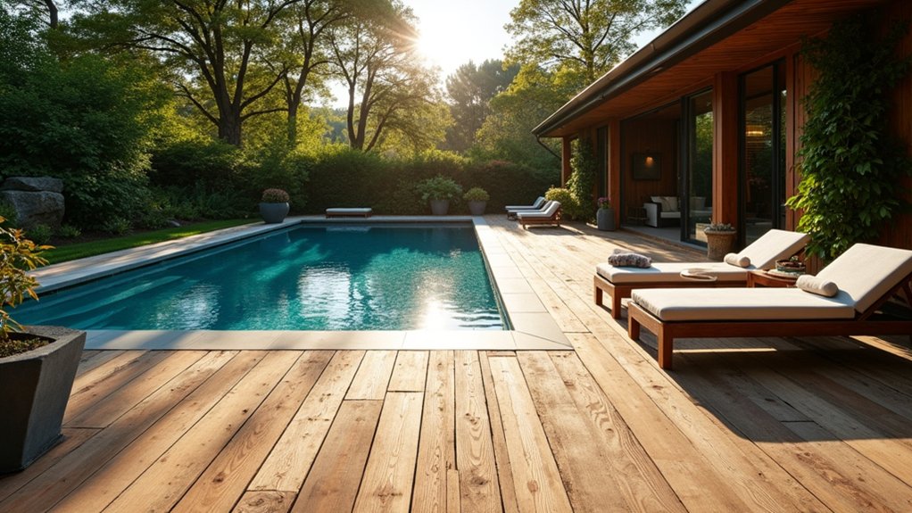 21 Inspiring Pool Deck Makeover Ideas You’ll Want to Try This Summer reclaimed wood for warmth