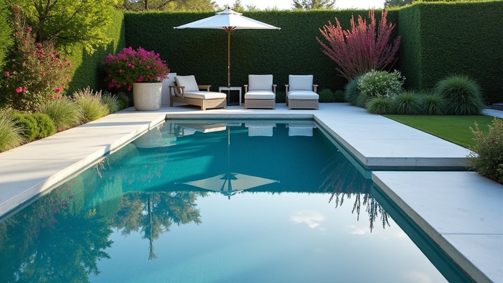 20 Clever Small Backyard Pool Landscaping Ideas That Maximize Space reflective surfaces enhance depth