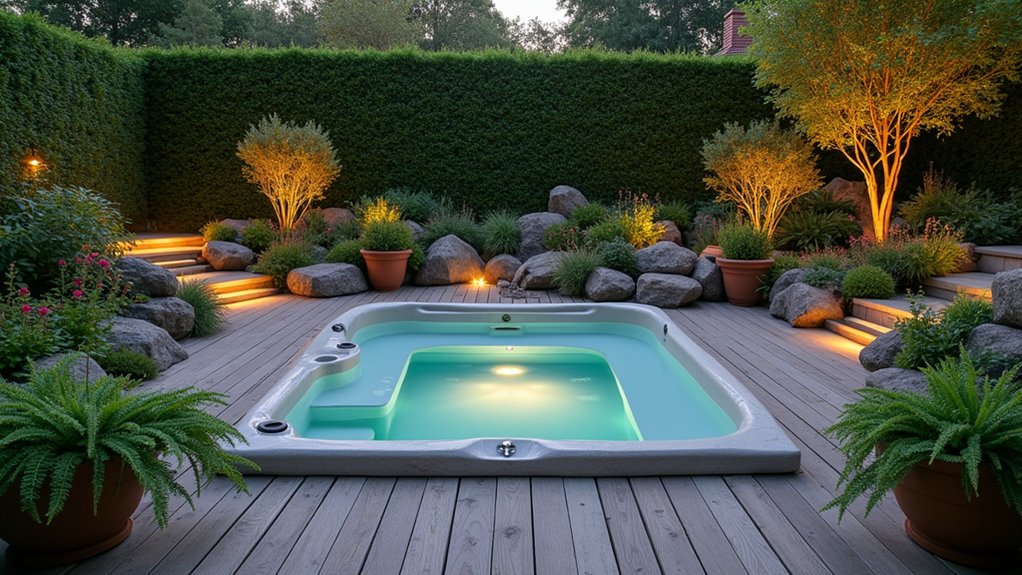 23 Cozy Hot Tub Landscaping Ideas to Turn Up the Relaxation relaxing hot tub landscaping ideas
