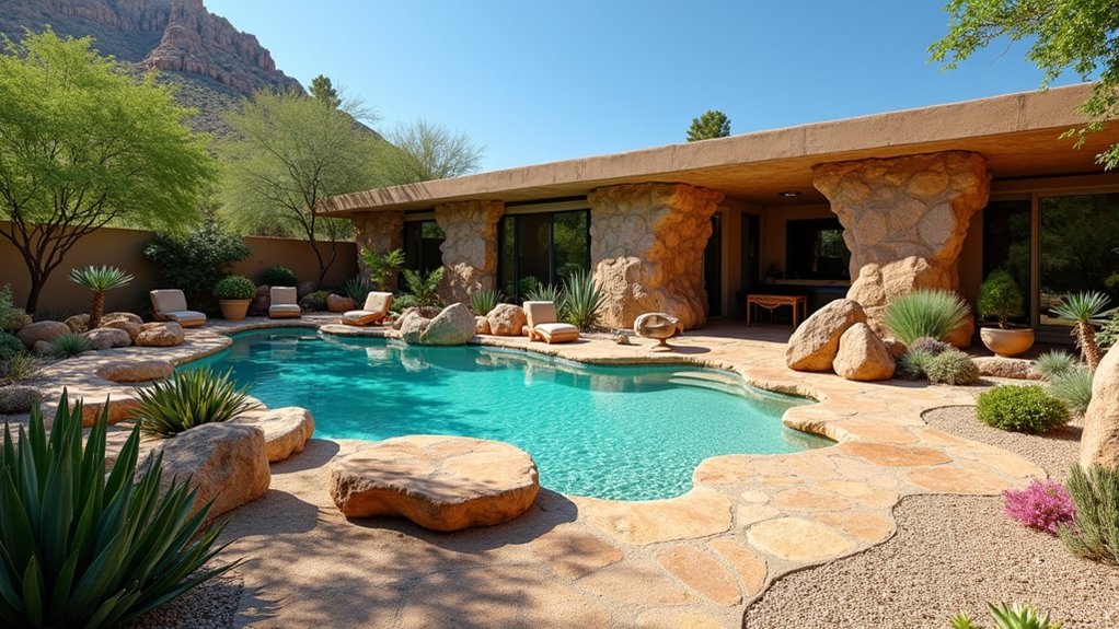 15 Striking Desert Pool Landscaping Ideas That Thrive in the Heat rock garden oasis design