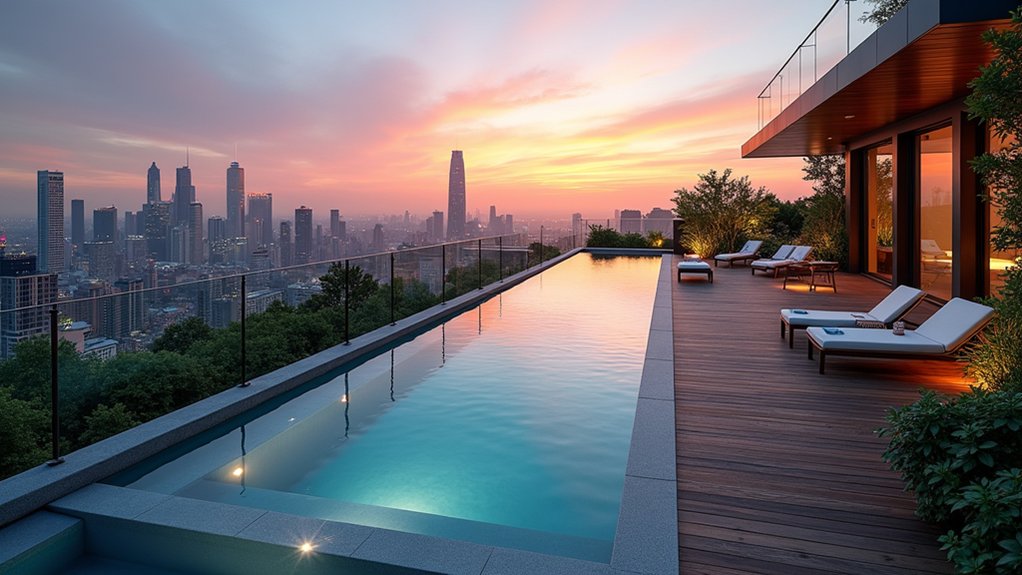 15 Architectural Pool Design Ideas That Make a Bold Statement rooftop luxury and tranquility