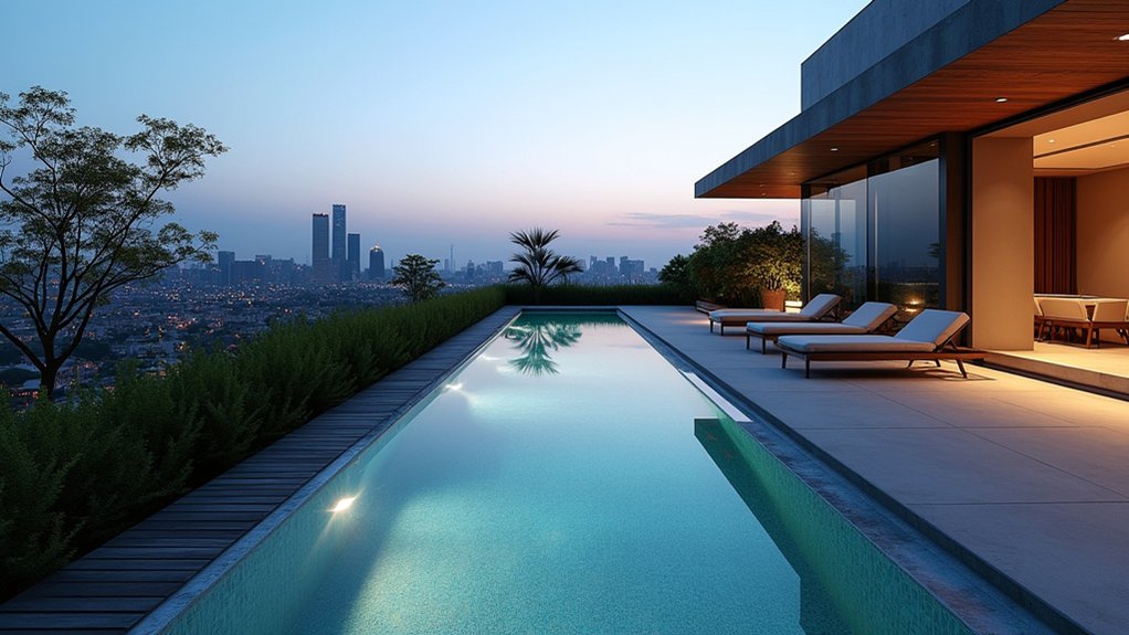 15 Sleek Lap Pool Design Ideas for Narrow Backyards rooftop oasis for relaxation