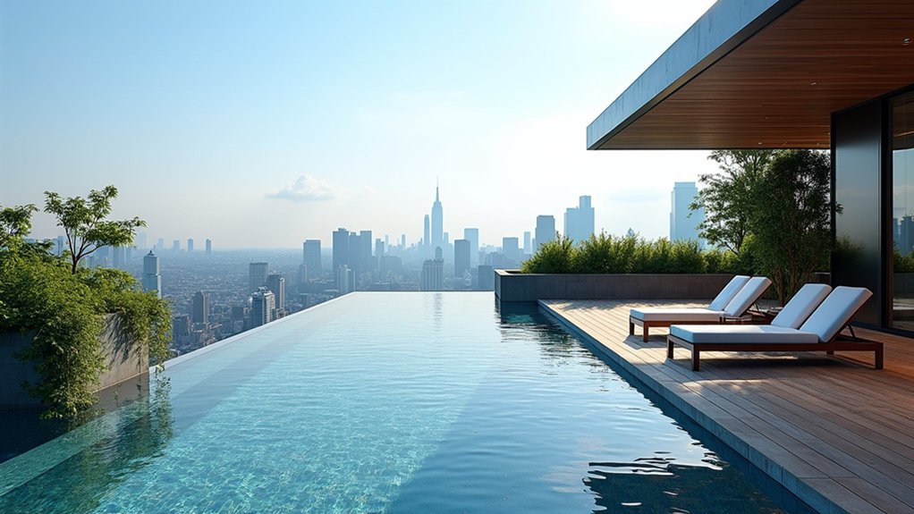 15 Sleek Modern Pool Ideas to Elevate Your Backyard Design rooftop pool urban oasis