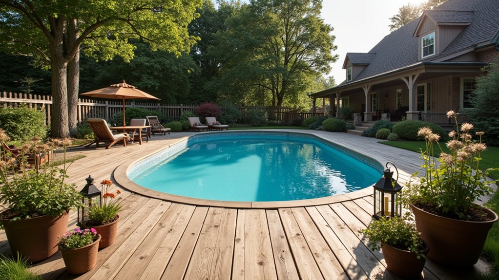 19 Cool Above Ground Pool Half Deck Ideas for Budget-Friendly Builds rustic charm and comfort