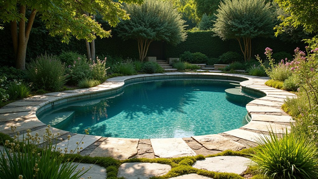 23 Oval Pool Design Ideas That Flow Beautifully in Any Yard rustic charm and tranquility