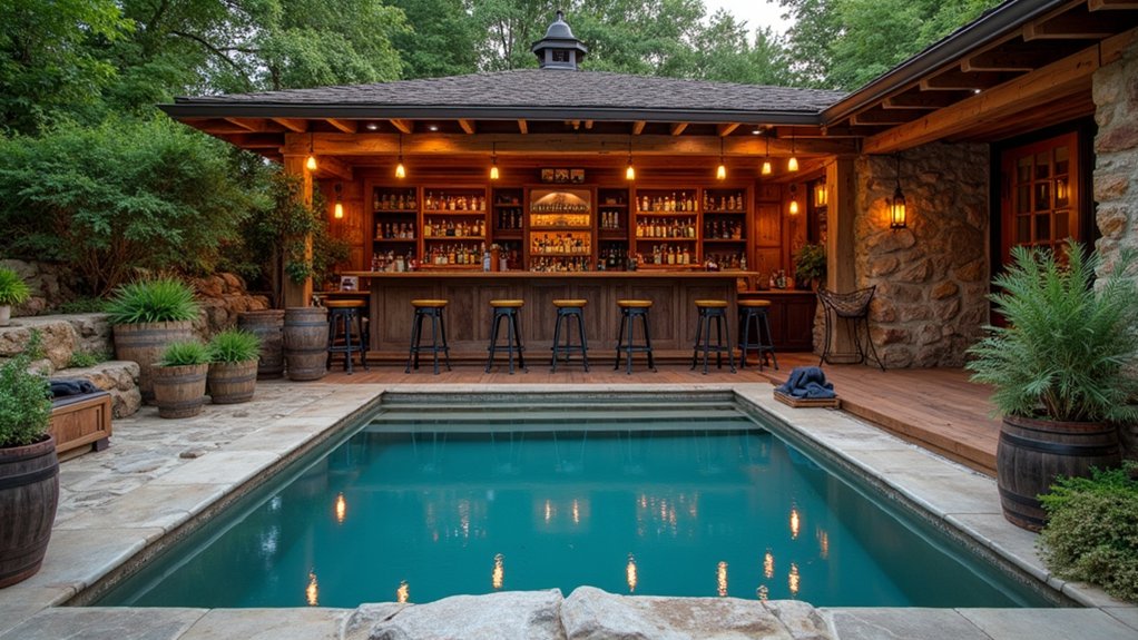 18 Pool Ideas With Bar Features for the Perfect Party Setup rustic charm by poolside
