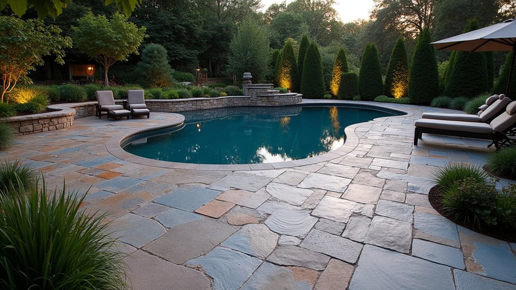 21 Elegant Pool Deck Pavers That Add Texture and Style rustic charm underfoot oasis
