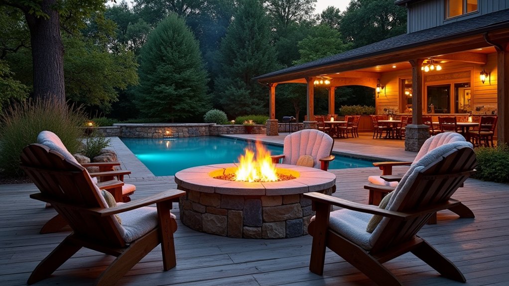 rustic deck with fire pit