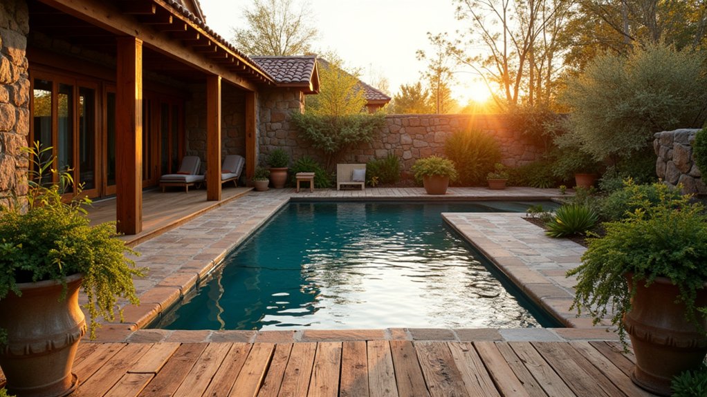 15 Rustic Pool Design Ideas That Feel Warm and Inviting rustic eco friendly wooden decking
